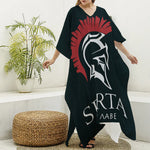 Spartan Molon Labe Print Silk V-Neck Kaftan Dress