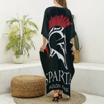 Spartan Molon Labe Print Silk V-Neck Kaftan Dress