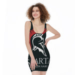 Spartan Molon Labe Print Sleeveless Bodycon Dress