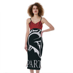 Spartan Molon Labe Print Slim Fit Midi Cami Dress
