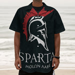 Spartan Molon Labe Print Textured Short Sleeve Shirt