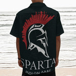 Spartan Molon Labe Print Textured Short Sleeve Shirt