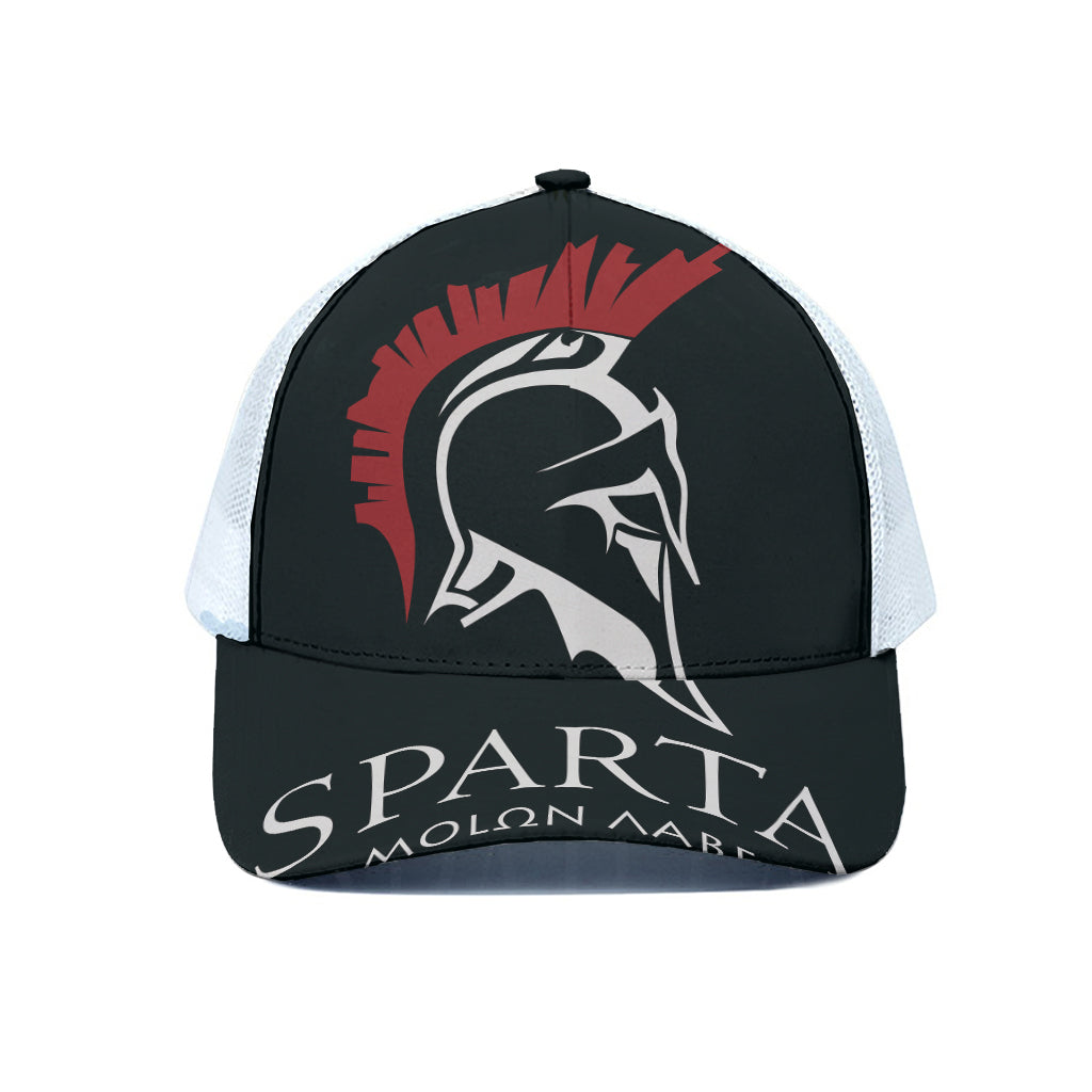 Spartan Molon Labe Print White Mesh Trucker Cap