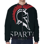 Spartan Molon Labe Print Zip Sleeve Bomber Jacket