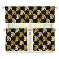 Spartan Warrior Helmet Pattern Print 3 Piece Kitchen Curtains