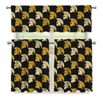Spartan Warrior Helmet Pattern Print 3 Piece Kitchen Curtains