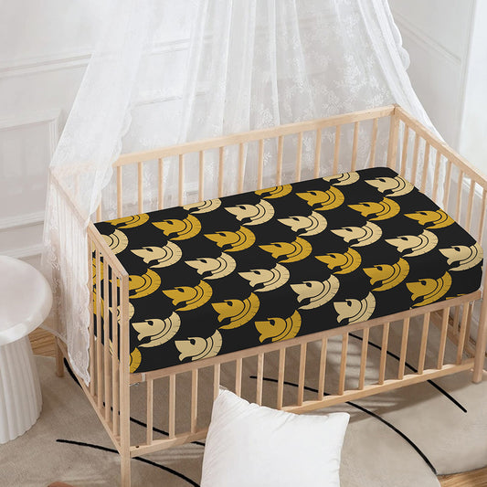 Spartan Warrior Helmet Pattern Print Baby Crib Sheet