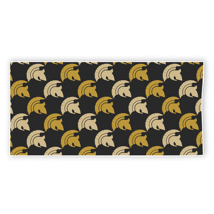 Spartan Warrior Helmet Pattern Print Beach Towel