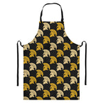 Spartan Warrior Helmet Pattern Print Bib Apron With Pocket