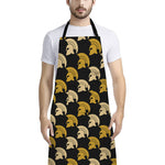 Spartan Warrior Helmet Pattern Print Bib Apron With Pocket