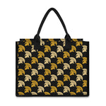 Spartan Warrior Helmet Pattern Print Canvas Tote Bag