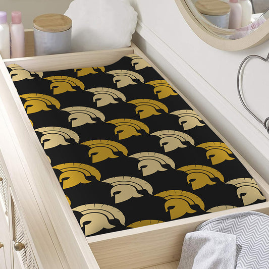 Spartan Warrior Helmet Pattern Print Changing Pad Cover
