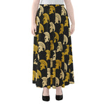 Spartan Warrior Helmet Pattern Print Chiffon Maxi Skirt