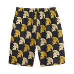 Spartan Warrior Helmet Pattern Print Cotton Shorts