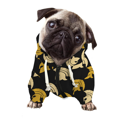 Spartan Warrior Helmet Pattern Print Dog Zip Up Hoodie