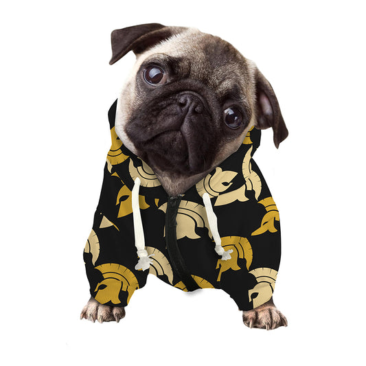 Spartan Warrior Helmet Pattern Print Dog Zip Up Hoodie