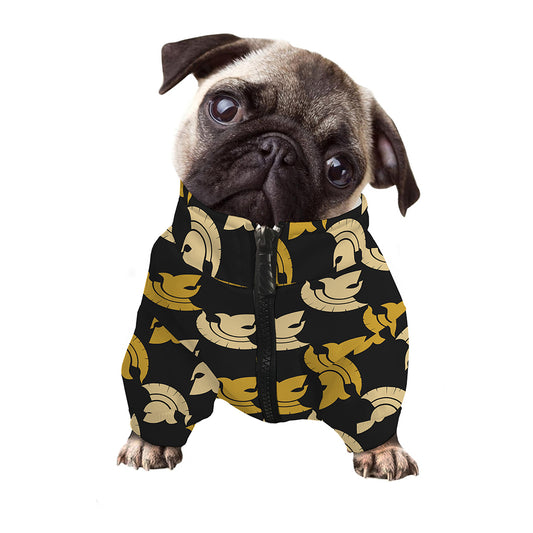 Spartan Warrior Helmet Pattern Print Dog Zip Up Jacket