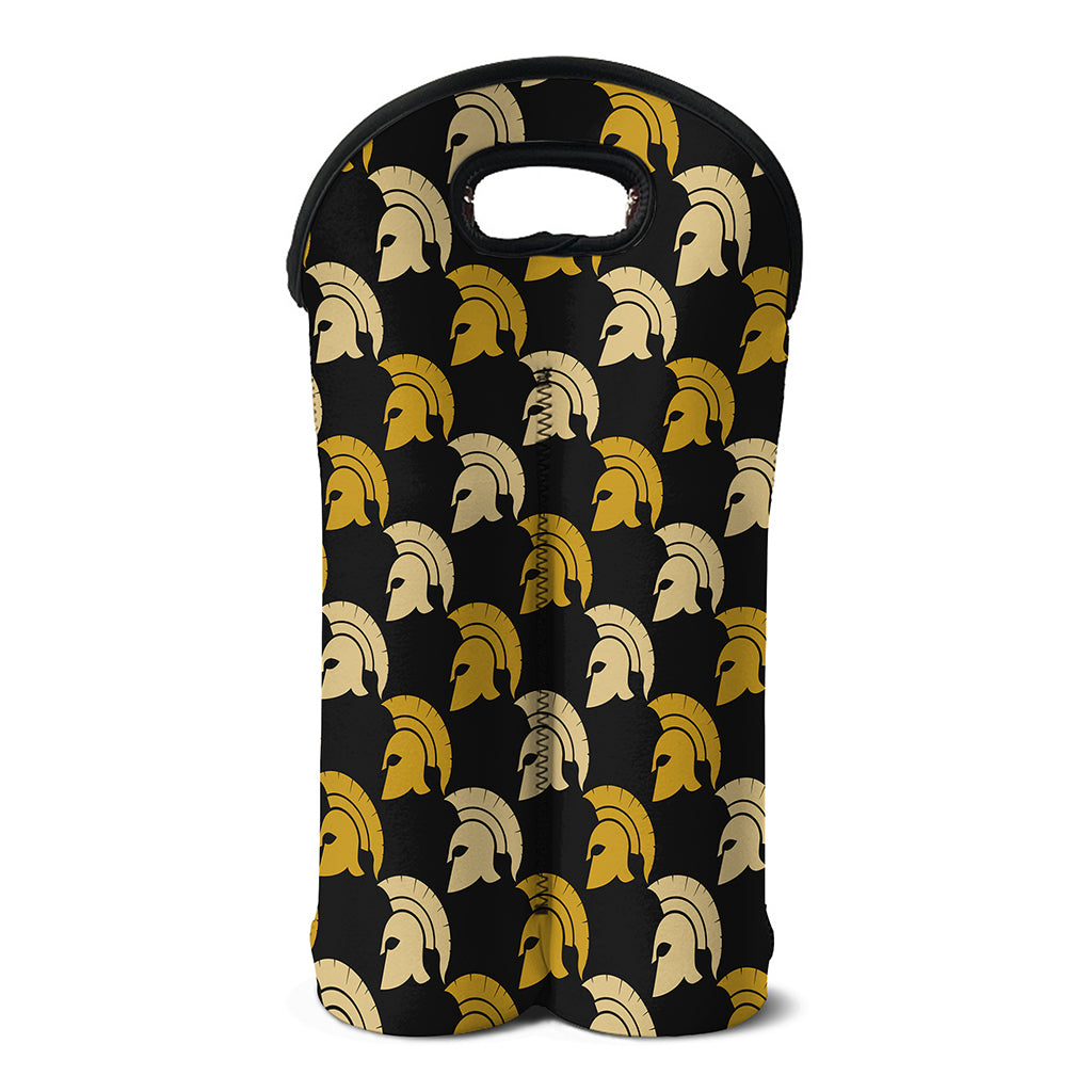 Spartan Warrior Helmet Pattern Print Double Neoprene Wine Tote