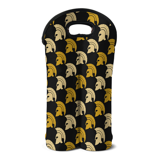 Spartan Warrior Helmet Pattern Print Double Neoprene Wine Tote