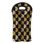 Spartan Warrior Helmet Pattern Print Double Neoprene Wine Tote