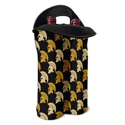 Spartan Warrior Helmet Pattern Print Double Neoprene Wine Tote