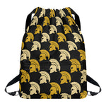 Spartan Warrior Helmet Pattern Print Drawstring Backpack