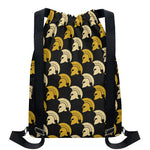 Spartan Warrior Helmet Pattern Print Drawstring Backpack