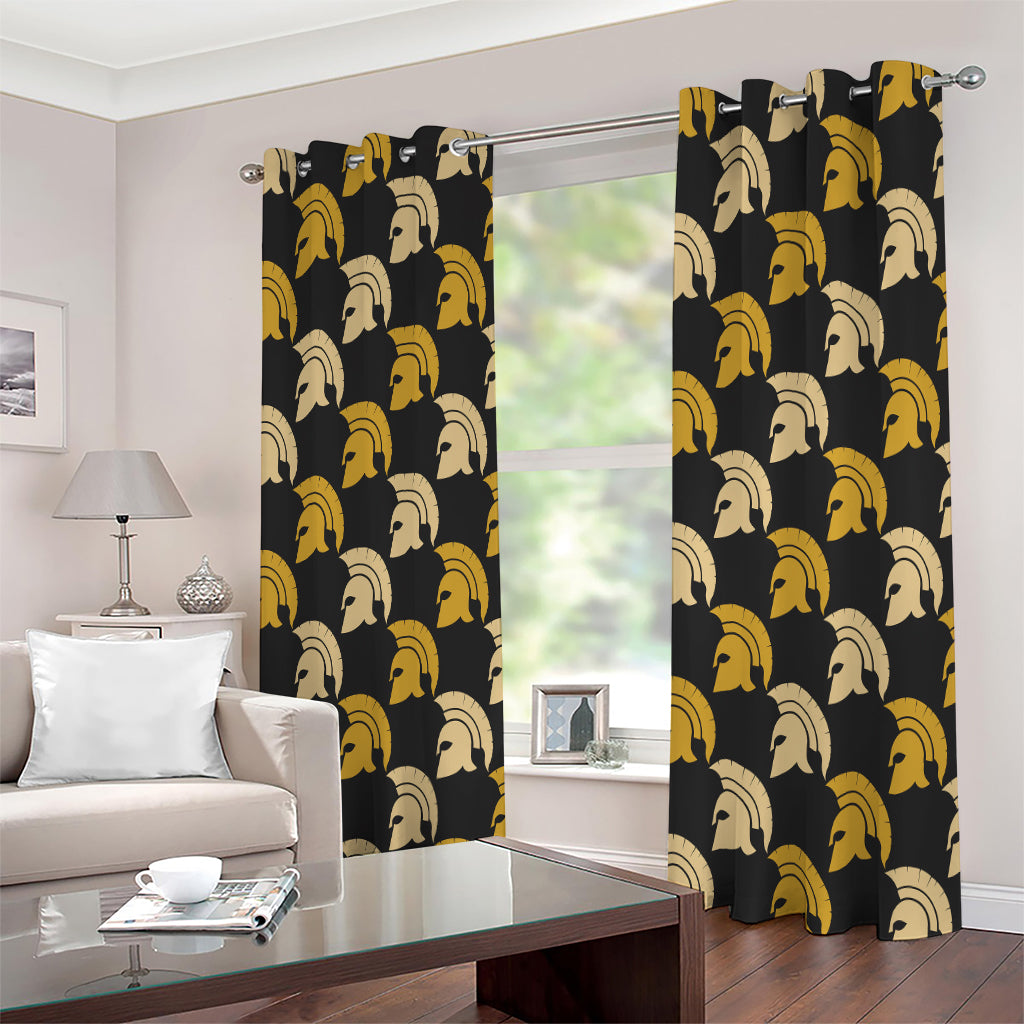 Spartan Warrior Helmet Pattern Print Extra Wide Grommet Curtains