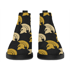 Spartan Warrior Helmet Pattern Print Flat Ankle Boots