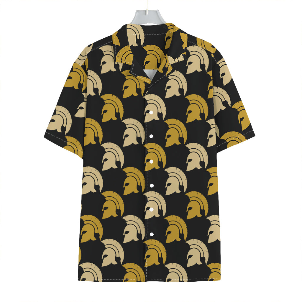Spartan Warrior Helmet Pattern Print Hawaiian Shirt