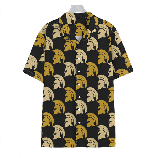 Spartan Warrior Helmet Pattern Print Hawaiian Shirt