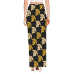 Spartan Warrior Helmet Pattern Print High Slit Maxi Skirt
