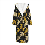Spartan Warrior Helmet Pattern Print Hooded Bathrobe