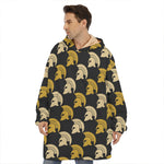 Spartan Warrior Helmet Pattern Print Hoodie Blanket