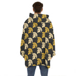 Spartan Warrior Helmet Pattern Print Hoodie Blanket