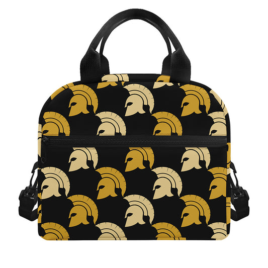 Spartan Warrior Helmet Pattern Print Insulated Lunch Bag