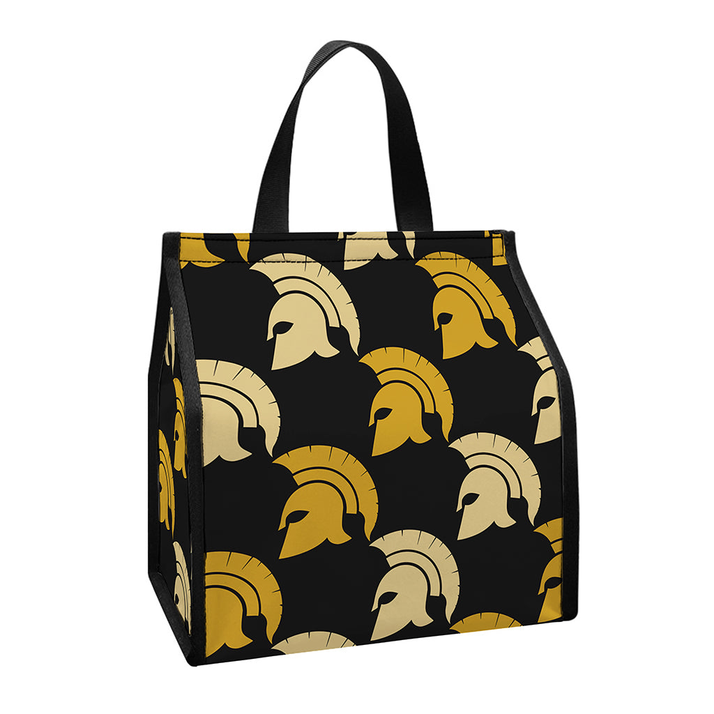 Spartan Warrior Helmet Pattern Print Insulated Lunch Tote