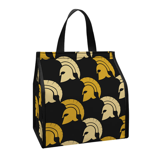 Spartan Warrior Helmet Pattern Print Insulated Lunch Tote
