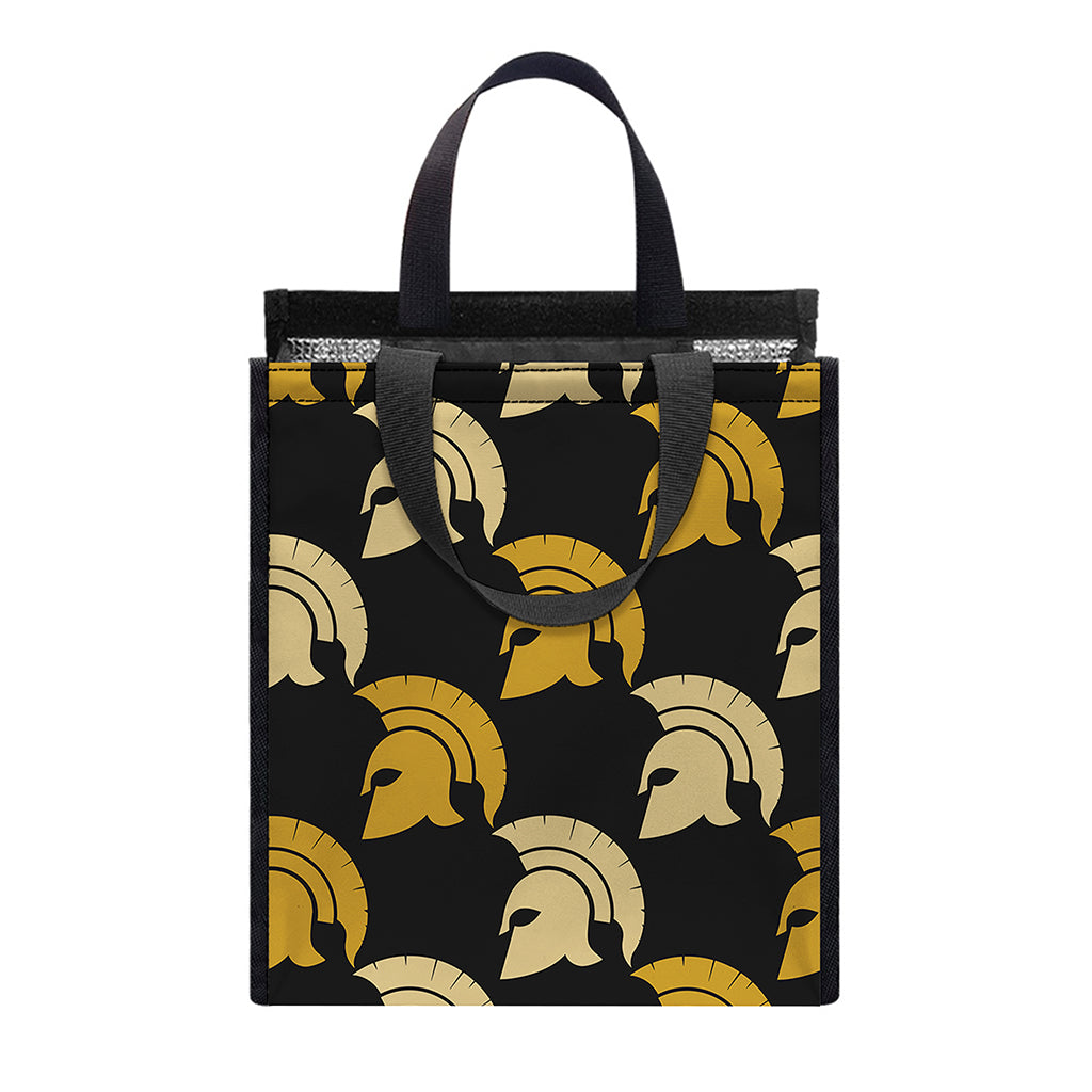 Spartan Warrior Helmet Pattern Print Insulated Lunch Tote
