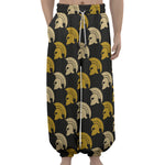 Spartan Warrior Helmet Pattern Print Lantern Pants