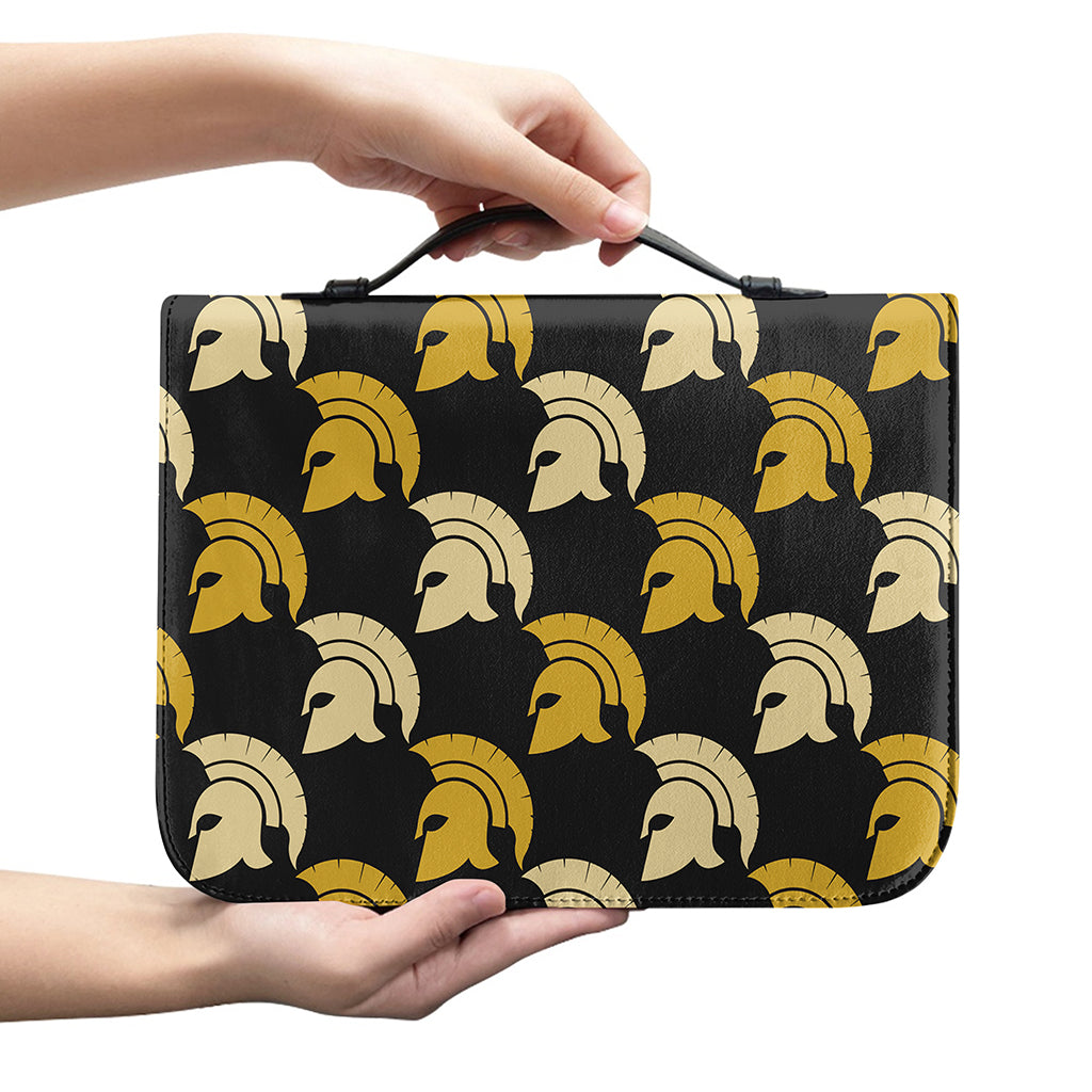Spartan Warrior Helmet Pattern Print Leather Bible Cover