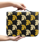 Spartan Warrior Helmet Pattern Print Leather Bible Cover
