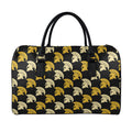 Spartan Warrior Helmet Pattern Print Leather Duffel Bag