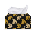Spartan Warrior Helmet Pattern Print Leather Tissue Box Cover