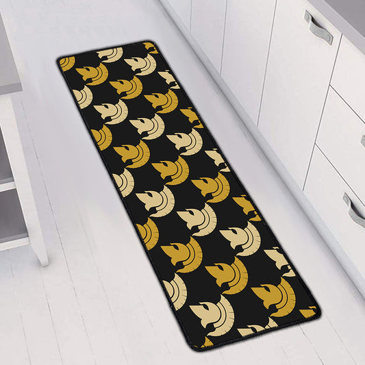 Spartan Warrior Helmet Pattern Print Long Kitchen Mat