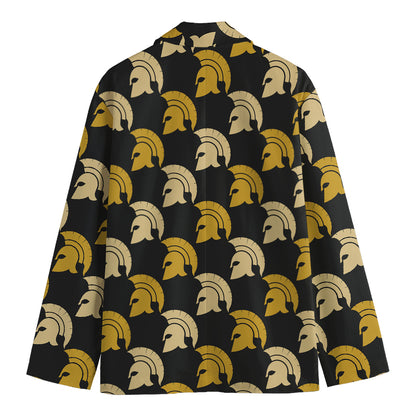 Spartan Warrior Helmet Pattern Print Men's Blazer