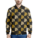 Spartan Warrior Helmet Pattern Print Men's Bomber Jacket