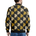 Spartan Warrior Helmet Pattern Print Men's Bomber Jacket