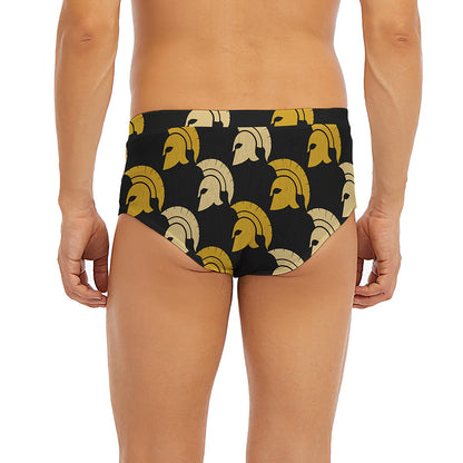 Spartan Warrior Helmet Pattern Print Men's Briefs