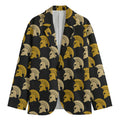 Spartan Warrior Helmet Pattern Print Men's Cotton Blazer